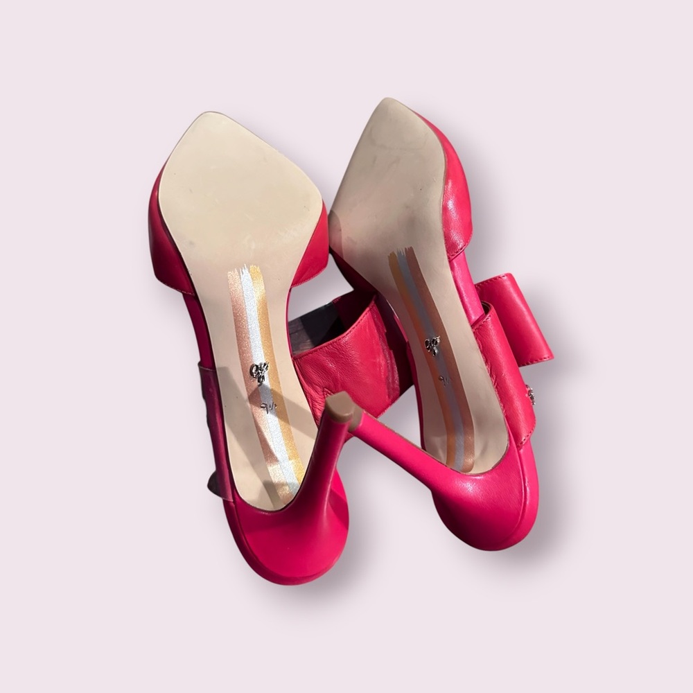 Sam Edelman Red Pointed-Toe Hope Heels with Clear Strap Size 9.5 - Picture 10 of 12